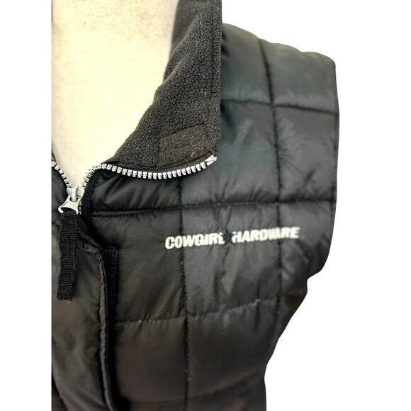 Cowgirl Hardware Quilted Down Puffer Vest Black Zip Logo Size XL Western Moto - Picture 5 of 8